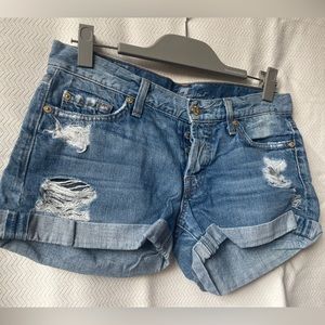 7 for All Mankind Jean Shorts in Medium Wash